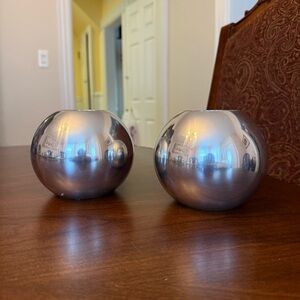 Vintage IKEA Metal Orb Sphere Candleholders Set of 2 - Minimalist Modern